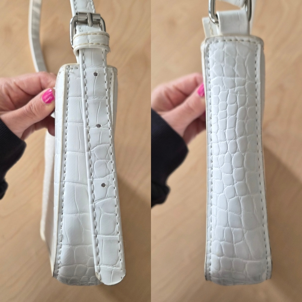 ☆5/$15☆Cotton On White Croc-Embossed Shoulder Bag | Mini Baguette Style - Picture 13 of 16